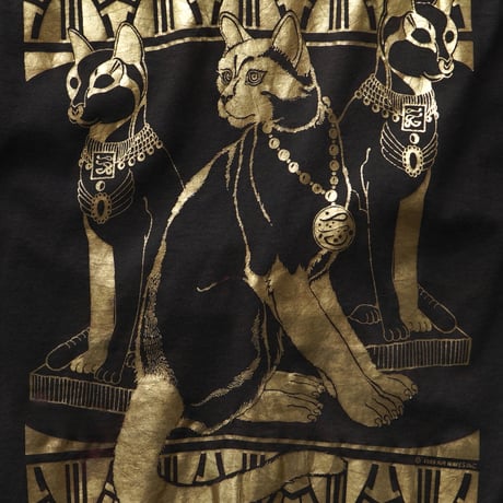 Air Waves / Vintage, Metallic Gold Printed Egyptian Cat S/S Tee