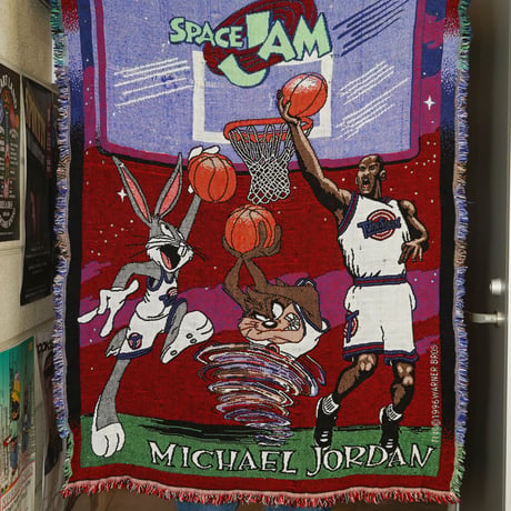 Space Jam / Vintage, Woven Tapestry Fringe Throw Blanket Rag