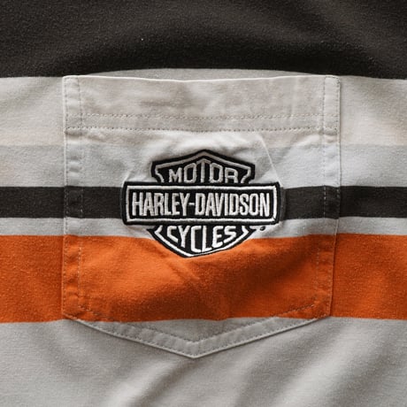 Harley Davidson / Vintage, Split Striped Pocket S/S Tee "1999"
