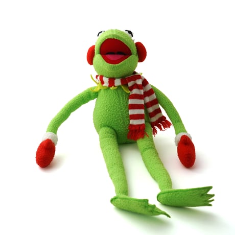 Kermit the Frog / Vintage, Plush Toy "Gloves & Earmuffs & Scarf"