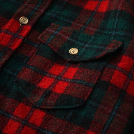 Woolrich / Vintage, Leather Collar Elbow Patches Wool Plaid Flannel L/S Shirt