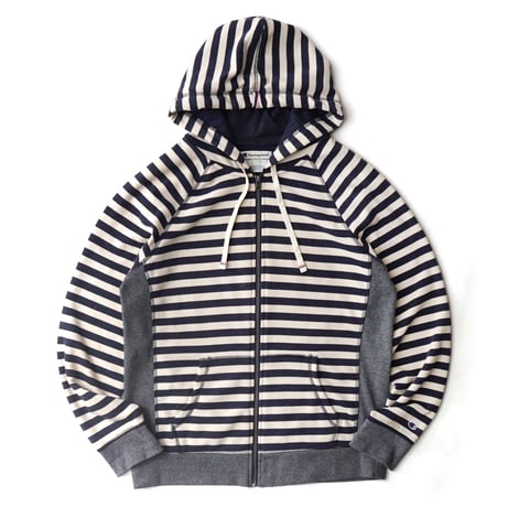 champion / Striped Zip Up Hooded Sweatshirt