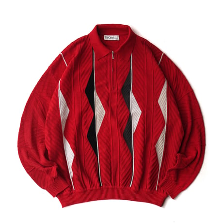Vintage, Cotton Acrylic Knit Polo L/S Shirt