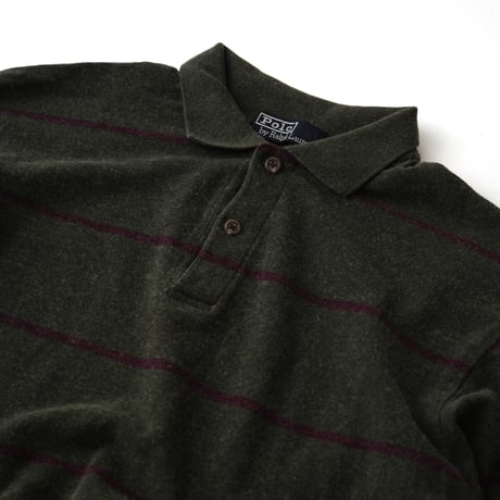 Polo Ralph Lauren / Vintage, Cotton Wool Striped L/S Polo Shirt "裾ポニー"