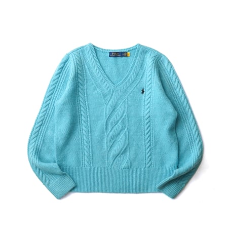 【Ladies】Polo Ralph Lauren / Cable Knit Cotton V-Neck Sweater