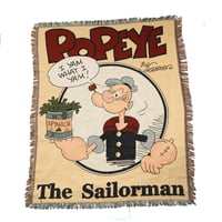 Popeye / Vintage, Woven Tapestry Fringe Throw Blanket Rag