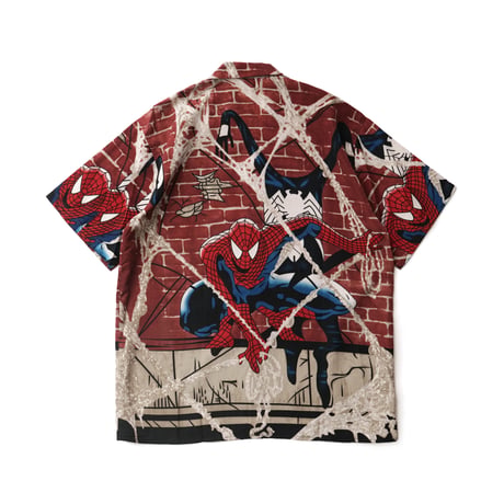 Spider-Man / Vintage, Open Collar S/S Shirt "Spider Web"