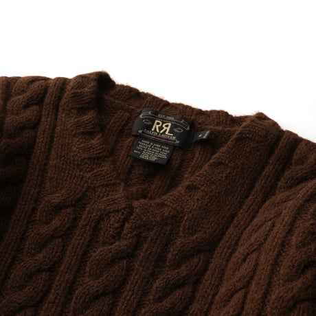RRL / Cable Wool Knit V-Neck Sweater