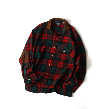 Woolrich / Vintage, Leather Collar Elbow Patches Wool Plaid Flannel L/S Shirt
