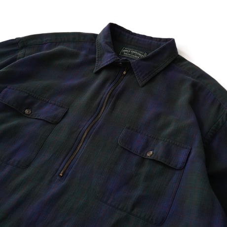 Polo Country / Vintage, Half Zip Pullover Black Watch Flannel L/S Shirt