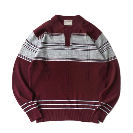 Vintage, Acrylic Knit Polo L/S Shirt