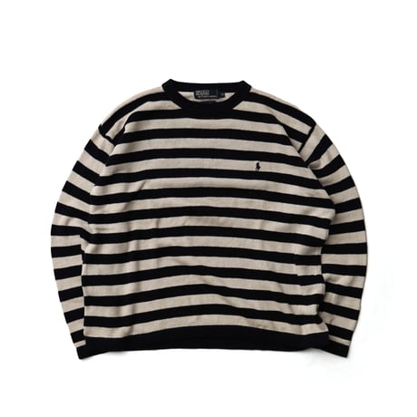 Polo Ralph Lauren / Vintage, Striped Linen-Cotton Knit Crewneck Sweater