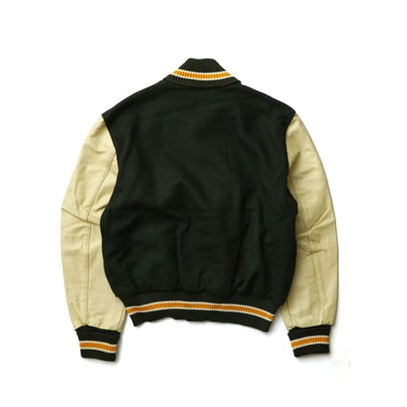 DeLONG / Vintage, Melton Wool Leather Sleeve Varsity Jacket