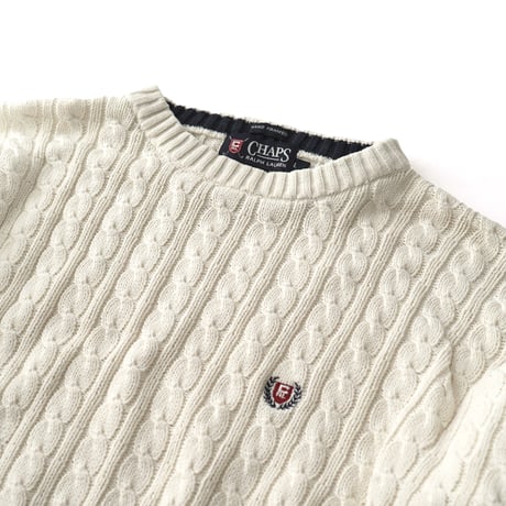 Chaps Ralph Lauren / Vintage, Hand-Framed Cable Knit Crewneck Sweater