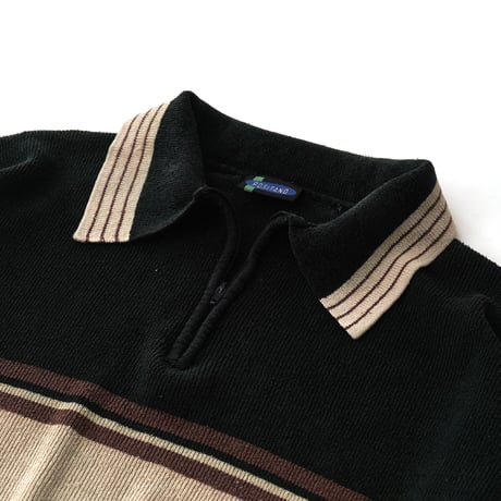 Vintage, Cotton Acrylic Knit Polo L/S Shirt