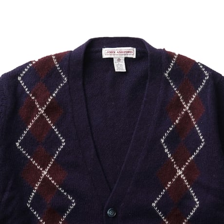 John Ashford / Vintage, Argyle Wool Knit Cardigan