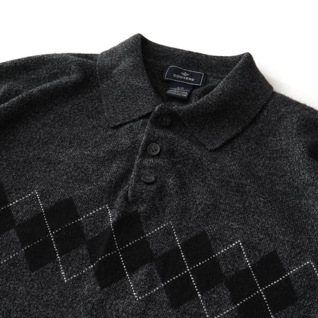Docker's / Vintage, Acrylic Knit Argyle Polo L/S Shirt