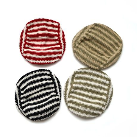 Striped Knit Flat Cap