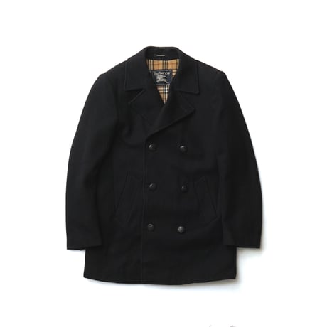 Burberry's / Vintage, Plaid Lined Melton Pea Coat