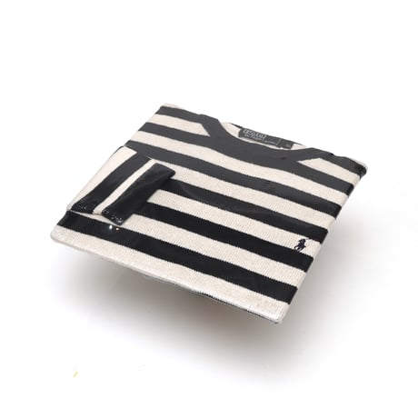 Polo Ralph Lauren / Vintage, Striped Linen-Cotton Knit Crewneck Sweater