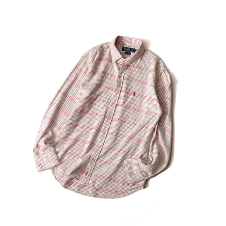 Ralph Lauren / Vintage, Tattersall Plaid Cotton Flannel B.D L/S Shirt "Classic Fit"