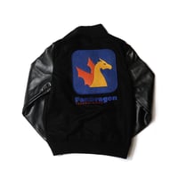 Fan Dragon / Wool Leather Varsity Jacket