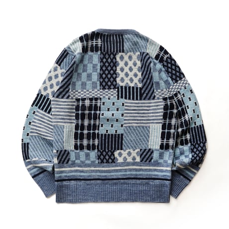 Drummond / Vintage, Patch Work Orlon Knit Crewneck Sweater