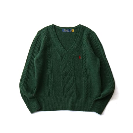 【Ladies】Polo Ralph Lauren / Cable Knit Cotton V-Neck Sweater