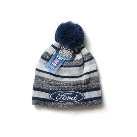 Ford / Pompom Striped Cuffed Beanie