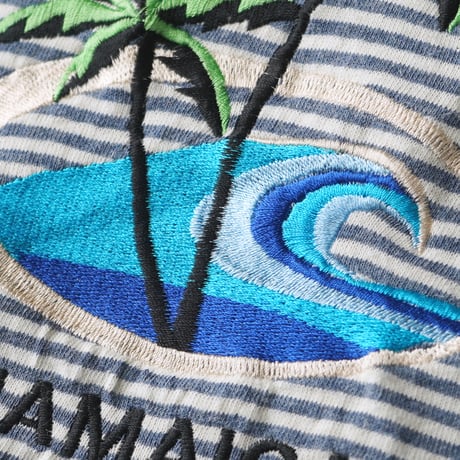 Jamaica / Embroidered Micro Striped S/S Tee