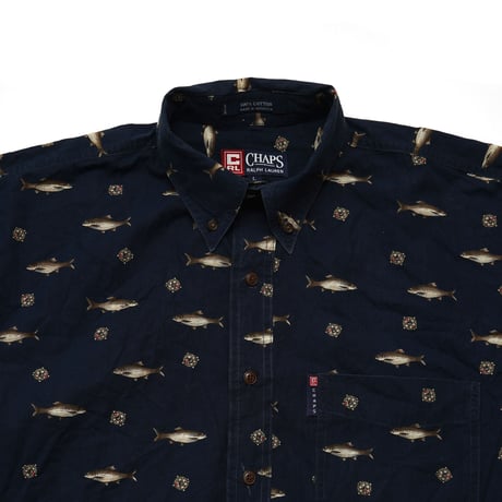 Chaps Ralph Lauren / 90's Vintage, B.D L/S Shirt "Fish"