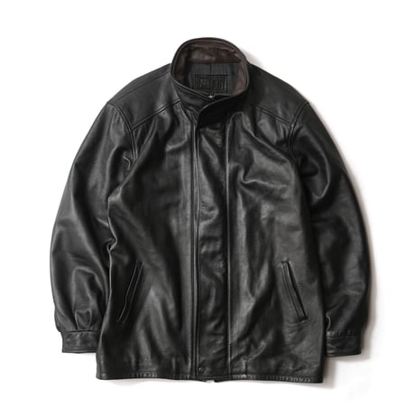 Vintage, Leather Stand Double Collar Coat