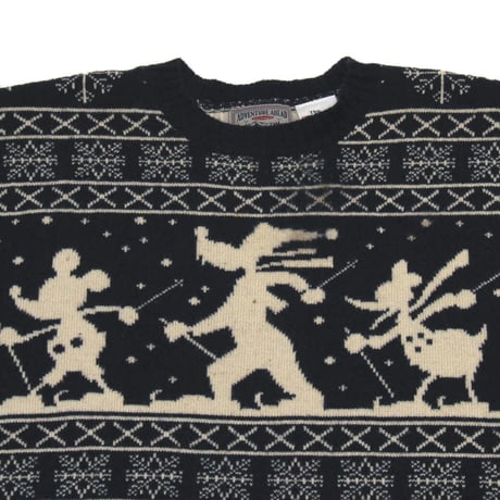 Disney / 90's VIntage, Nordic Knit Sweater "Mickey, Goofy, Donald"