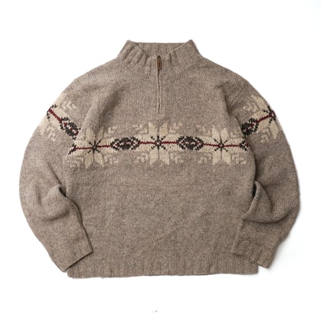 Eddie Bauer / Vintage, Nordic Half Zip Knit Sweater "Legend For Four Generations"