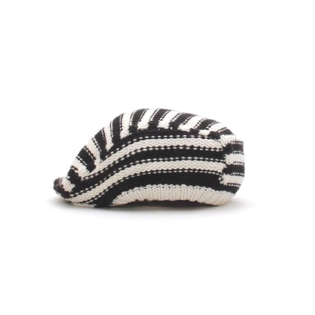 Striped Knit Flat Cap