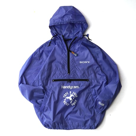 Sony / Vintage, Half Zip Pullover Hooded Nylon Jacket "Handycam"