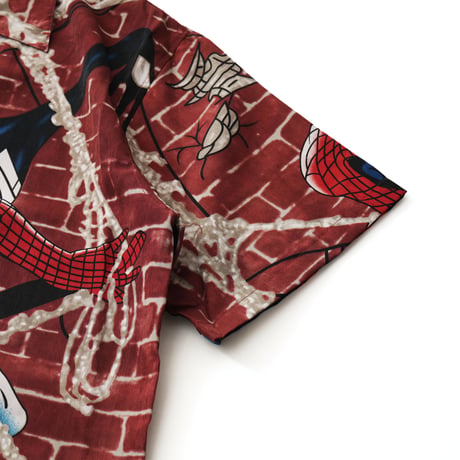 Spider-Man / Vintage, Open Collar S/S Shirt "Spider Web"
