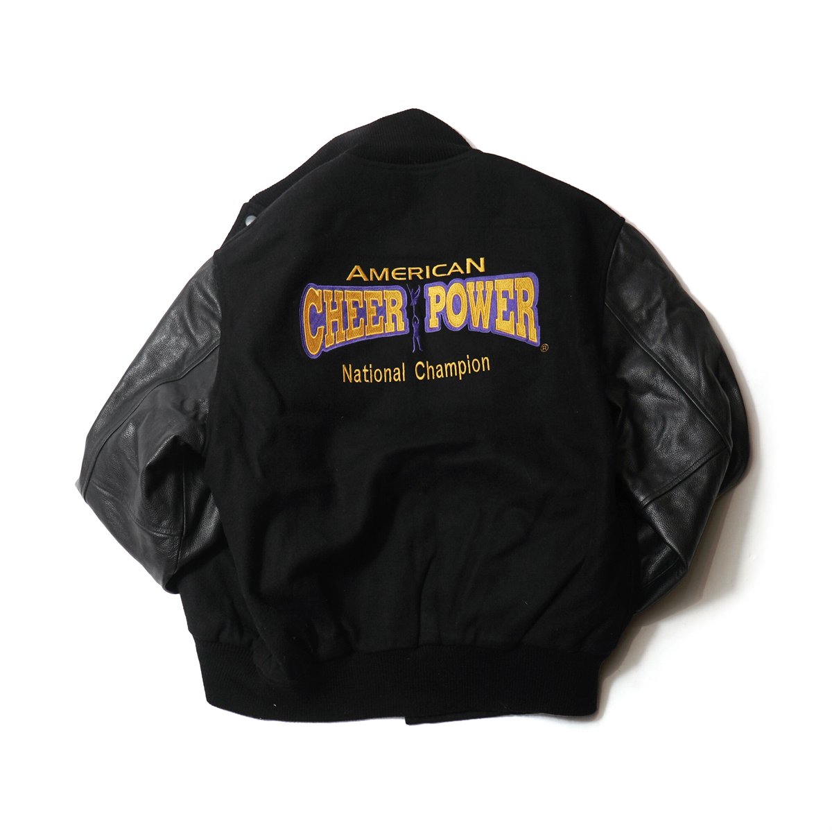 90s AMERICAN CHEER POWER スタジャン 袖レザー American Cheer Power / Wool Leather Varsity Jac