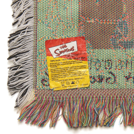 【DEADSTOCK】The Simpsons / Vintage, Woven Tapestry Fringe Throw Blanket