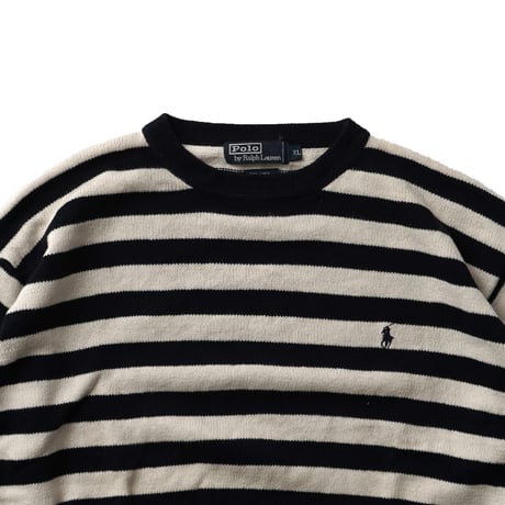 Polo Ralph Lauren / Vintage, Striped Linen-Cotton Knit Crewneck Sweater