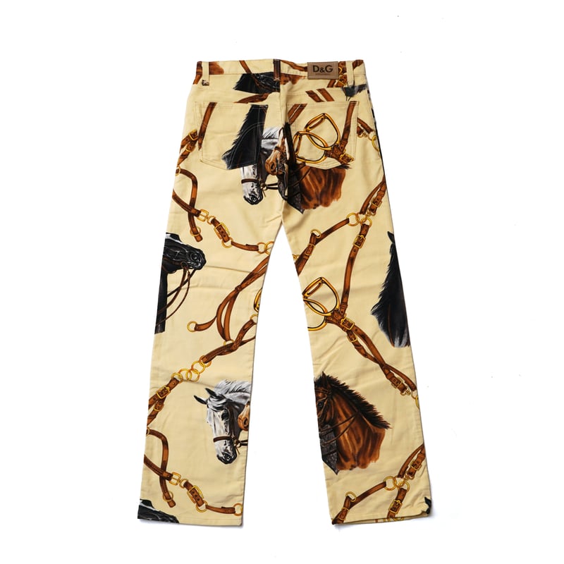 D&G / Vintage, Equestrian Horse Print Velours P
