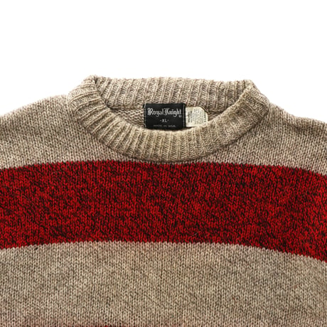 Royal Knight / Vintage, Striped Wool Knit Crewneck Sweater