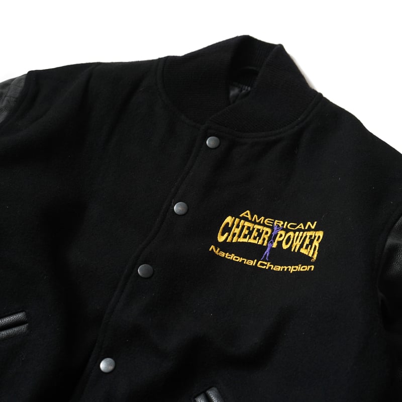90s AMERICAN CHEER POWER スタジャン 袖レザー American Cheer Power / Wool Leather Varsity Jac