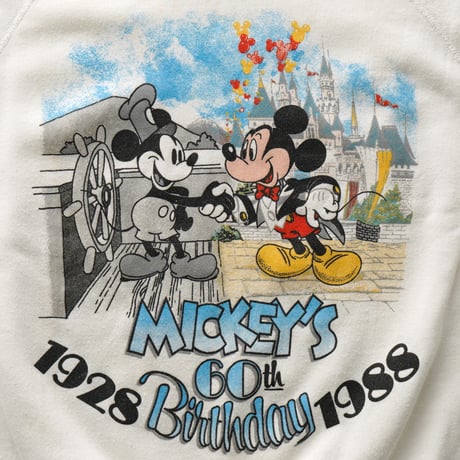 Disney / Vintage, Raglan Crewneck Sweatshirt "Mickey's 60th Birthday"
