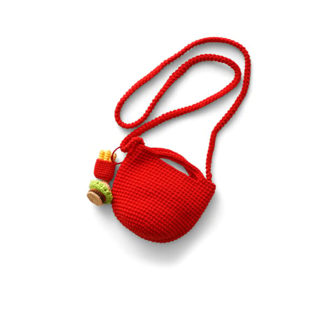 Hand-Knit Shoulder Pouch "Golden Arches"