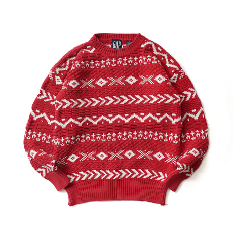 GAP / Vintage, Snowflake Striped Cotton Crewneck Knit