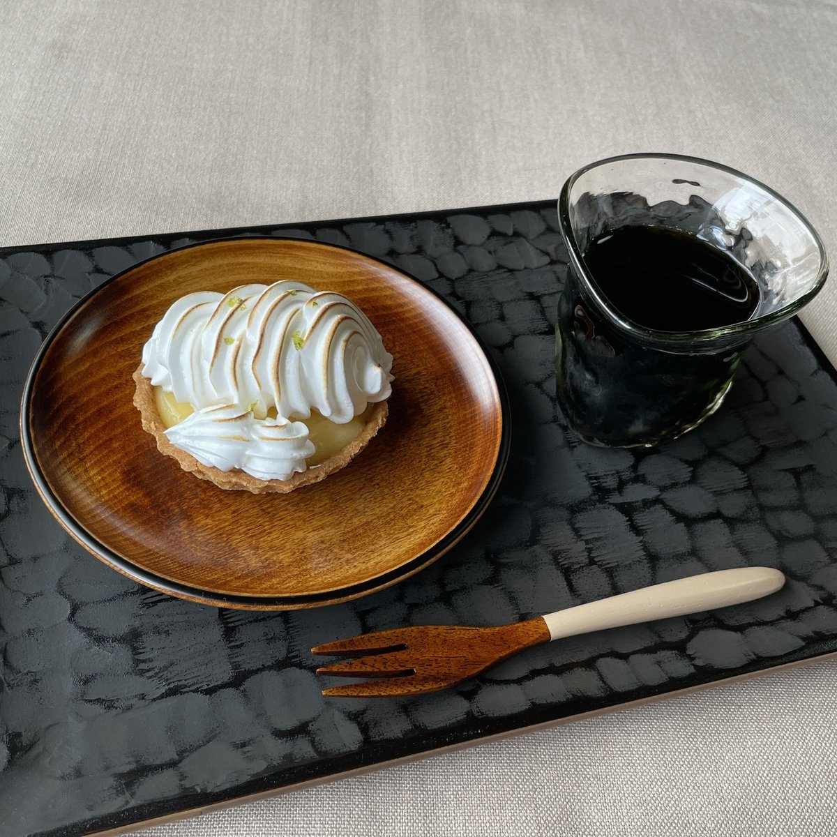 漆器のアソベ 丸盆 べんがら 象谷塗 木製 菓子鉢 セット（お盆