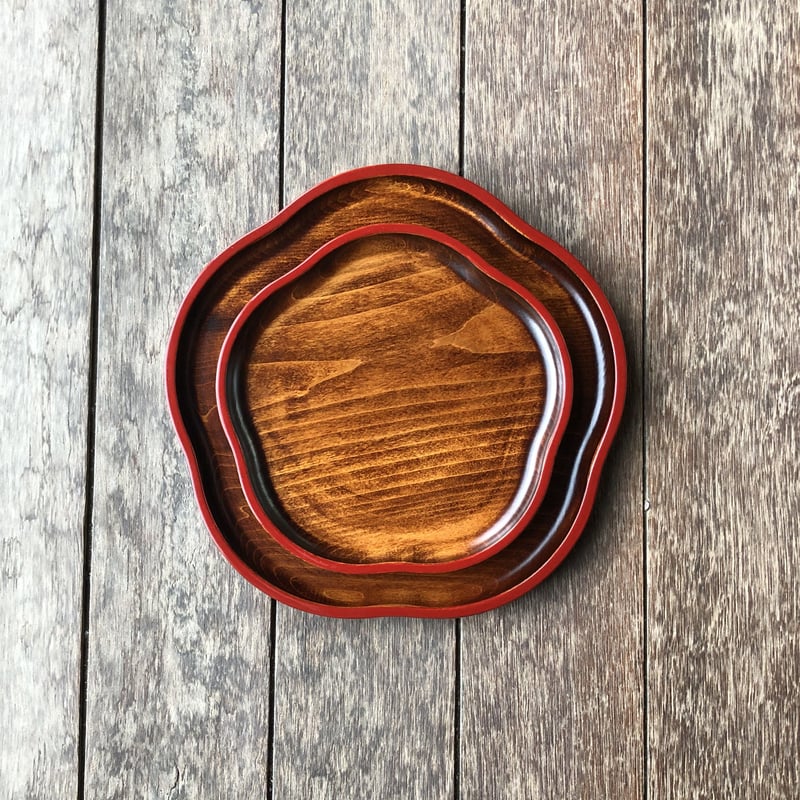 梅型盆21cm すり漆 渕朱 | Shop 87.5