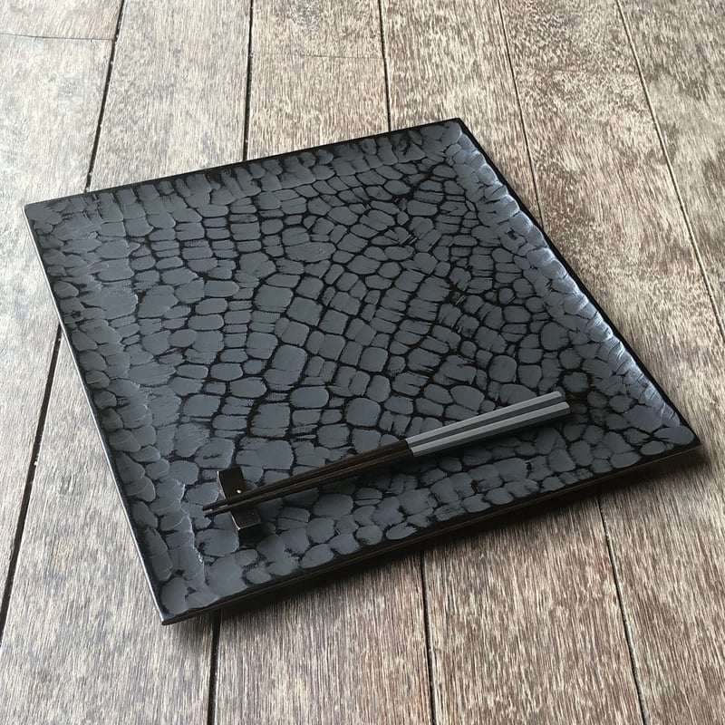 我谷盆風　隅入角盆　大盤　ケヤキ材　約38.5cm×約24.5cm 我谷盆風 隅入角盆 大盤 ケヤキ材 約38.5cm×約