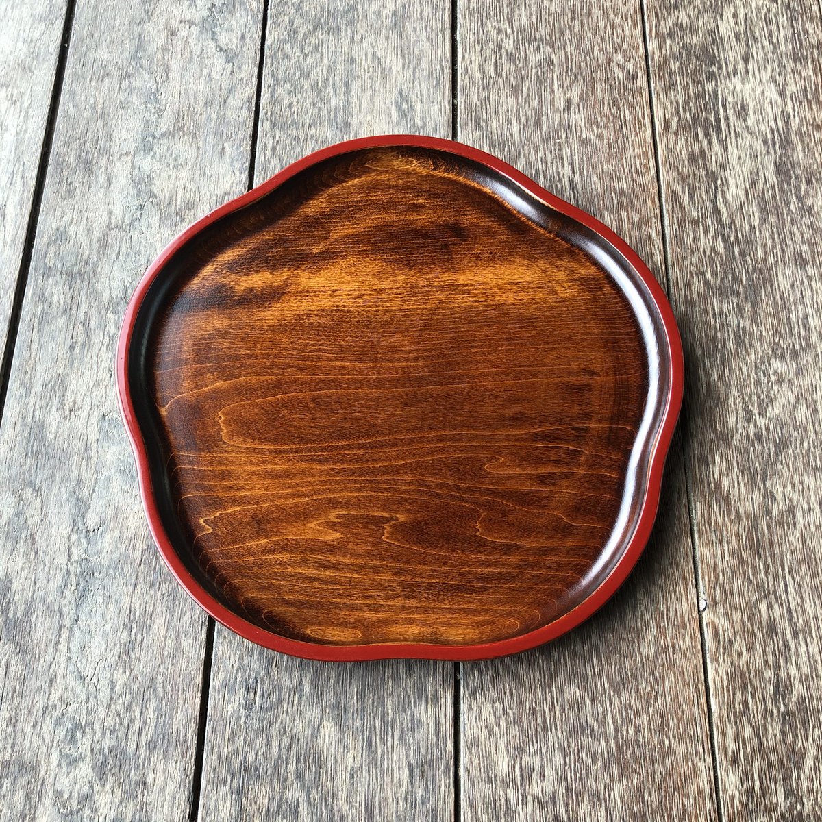 梅型盆 すり漆 渕朱 27cm | Shop 87.5